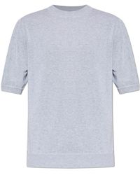 Eleventy - Tops ,Grijs ,Katoen T-Shirt Met Ronde Hals - Lyst