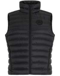 Canada Goose - Jassen ,Zwart ,Leer Gewatteerd Vest Met Hoge Kraag - Lyst