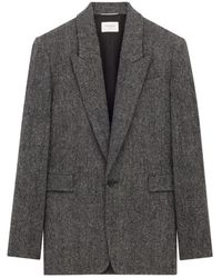 Saint Laurent - Brushed Herringbone Wool Jacket - Lyst