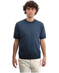 Altea - Kurzarm blau rundhals t-shirt - Lyst
