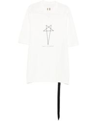 Rick Owens - Tops ,Wit ,Katoen T-Shirt Met Grafische Print En Ronde Hals - Lyst