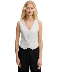 Fracomina - Jassen ,Grijs ,Leer Gilet Slim Fit Met Lurex - Lyst