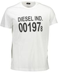 DIESEL - Weies baumwoll-t-shirt mit rundhalsausschnitt und logodruck - Lyst