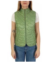 Marella - Jassen ,Groen ,Mouwloze Gewatteerde Jas Met Doorgestikt Design - Lyst