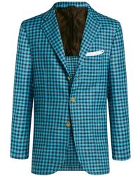 Kiton - Fijn Gemêleerd Geruit Single-Breasted Jasje - Lyst