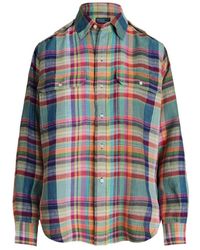 Ralph Lauren - Camisa de lino a cuadros - Lyst