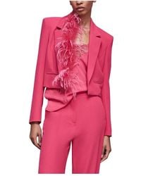 Patrizia Pepe - Cropped Fuchsia Blazer Met Veren - Lyst