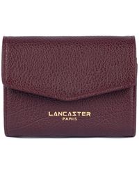 Lancaster - Accessoires ,Rood ,Leer Portefeuille A Rabat Avec Pression Dune - Lyst