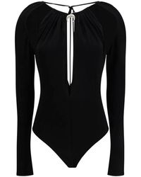 Marine Serre - Tops ,Zwart ,Jewel Pendant Bodysuit - Lyst