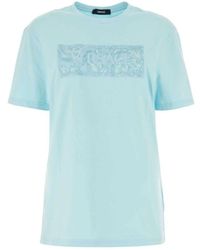 Versace - Hellblaues baumwoll-t-shirt - Lyst