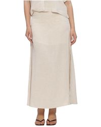 SELECTED - Rokken ,Linnen Slfviva Hw Ankle Linen Blend Skirt - Lyst