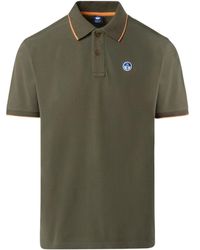 North Sails - Tops ,Groen ,Katoen Biologisch Katoenen Gestreept Kraag Poloshirt - Lyst