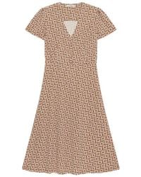 Maliparmi - Mouliné Jurk Met Geometrische Print En Korte Mouwen - Lyst
