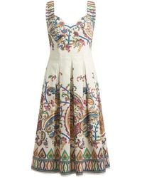 Etro - Kleedjes ,Veelkleurig ,Katoen Gedrukte Poplin Midi-Jurk - Lyst