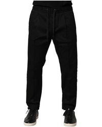 Dolce & Gabbana - Broeken ,Zwart ,Katoen Zwarte Katoenen Jogger Broek - Lyst