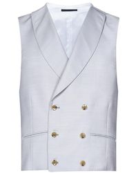 Franzese Collection - Kostuums ,Grijs ,Wol Grijze Gebreide Dubbel-Borst Vest - Lyst