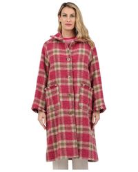 ROSSO35 - Jassen ,Veelkleurig ,Polyester Geruite Jas Met Knoopsluiting En Opgezette Zakken - Lyst