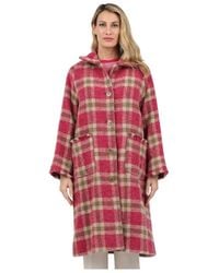 ROSSO35 - Karierte Mantel Mit Knopfverschluss Und Aufgesetzten Taschen - Lyst