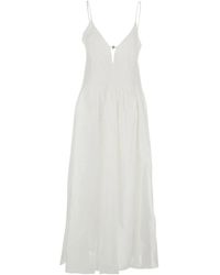 Tory Burch - Kleedjes ,Wit ,Linnen Linnen En Zijde Maxi Jurk - Lyst