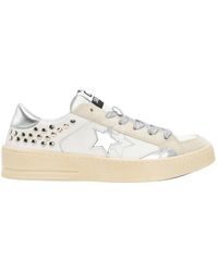 2Star - Schoenen ,Wit ,Suède Witte Leren Studs Ster Sneakers - Lyst