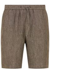 Emporio Armani - Braune Leinen-Shorts Mit Elastischem Bund - Lyst