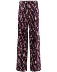 Dries Van Noten - Paarse Wijde Pijp Katoenen Broek - Lyst