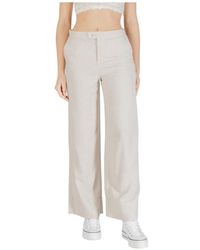 ONLY - Broeken ,Linnen Linnen Blend Wijde Broek - Lyst