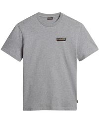 Napapijri - Tops ,Grijs ,Katoen Korte Mouw Katoenen T-Shirt Grijs - Lyst