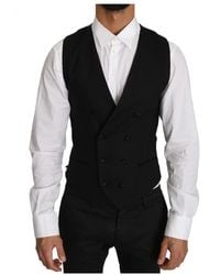 Dolce & Gabbana - Gilet doppiopetto di lana grigio - Lyst