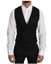 Dolce & Gabbana - Gilet doppiopetto di lana grigio - Lyst