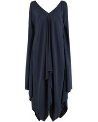 Gianluca Capannolo - Kleedjes ,Blauw ,Zijden Gerimpelde Jurk Asymmetrische Zoom - Lyst