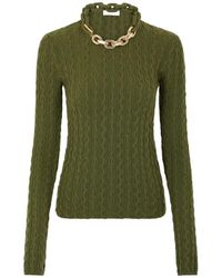 Rabanne - Truien & Vesten ,Groen ,Wol Zachte Wollen Kasjmier Trui - Lyst