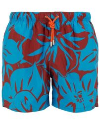 Gallo - Herren Badehose Hellblau Mit Blumenmuster - Lyst