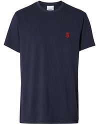 Burberry - Besticktes logo-t-shirt - blau - Lyst