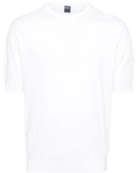 Fedeli - Witte Katoenen Gebreide Crew Neck T-Shirt - Lyst