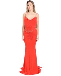 Elisabetta Franchi - Vestido estilo sirena coral rojo - Lyst