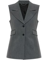 AllSaints - Jassen ,Grijs ,Leer Astra Vest - Lyst