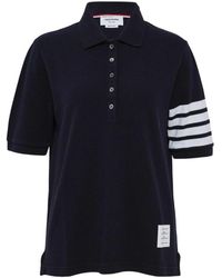Thom Browne - Tops ,Blauw ,Katoen Pique 4-Bar Polo - Lyst