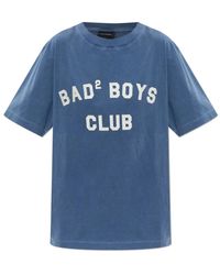 DSquared² - Tops ,Blauw ,Katoen T-Shirt Met Print - Lyst