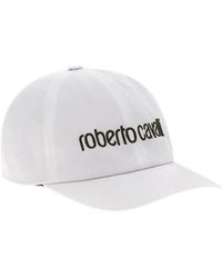 Roberto Cavalli - Accessoires ,Wit ,Katoen Logo Baseball Cap Twill Fabric - Lyst