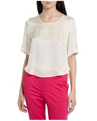 Kaos - Viscose Satijnen T-Shirt - Lyst