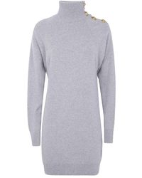 Balmain - Kleedjes ,Grijs ,Eco Cashmere Korte Jurk - Lyst