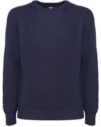 K-Way - Truien & Vesten ,Blauw ,Wol Blauwe Wollen Trui Met Ronde Hals - Lyst