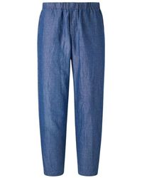 Barena - Broeken ,Blauw ,Katoen Slim-Fit Broek - Lyst