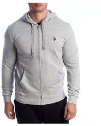 U.S. POLO ASSN. - Hoodies & Sweatvesten ,Grijs ,Katoen Zip-Through Hooded Sweatshirt - Lyst