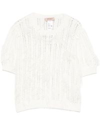 Twinset - Truien & Vesten ,Wit ,Katoen Gebreide Top Van Katoenmix - Lyst
