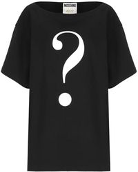 Moschino - Schwarzes t-shirt mit kontrastlogo - Lyst