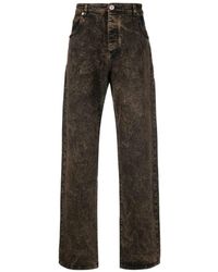 Balmain - Zwarte Distressed Denim Jeans - Lyst