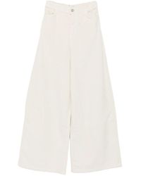 Alysi - Broeken ,Wit ,Corduroy Wijde Broek - Lyst