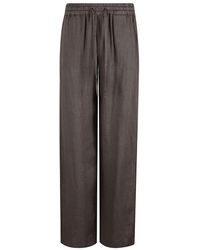 Fay - Braune leinenhose mit elastischem bund - Lyst
